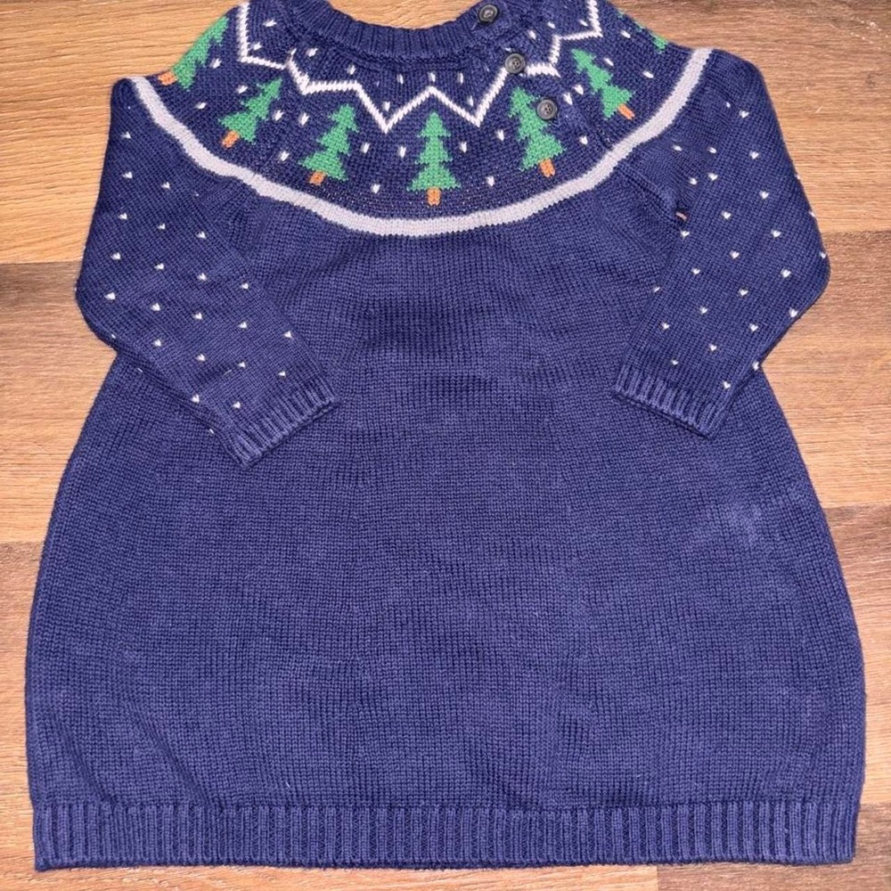 Hanna Andersson Navy Christmas Sweater Dress